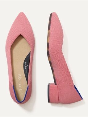NWOT Rothy's The High Point Shoe In Tulip Pink, Textured Knit, Block Heel, Sz. 9